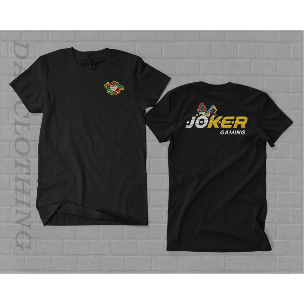 Kaos Pria dan Wanita JOKER-GAMING Game Slot Logo Depan Belakang gameplay gaming gamer