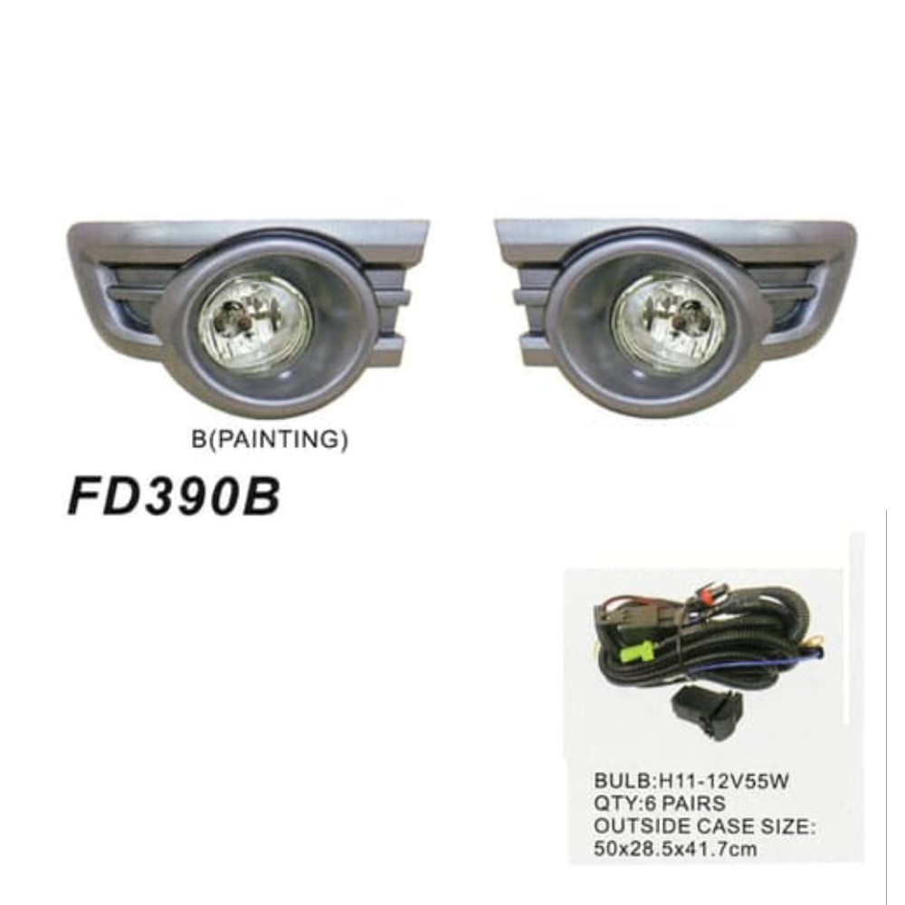 FOGLAMP DLAA FORD RANGER EVEREST 2010 - 2011 BLACK CHROME FD390B HITAM