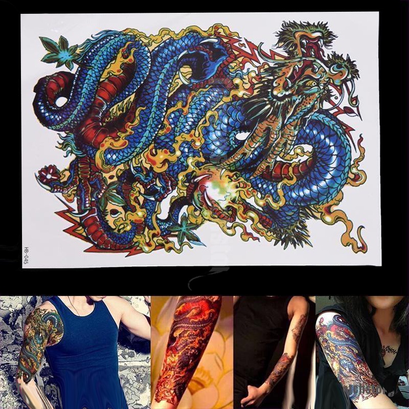 Sticker Tattoo Temporary Tato Naga Biru Tato Temporer Naga