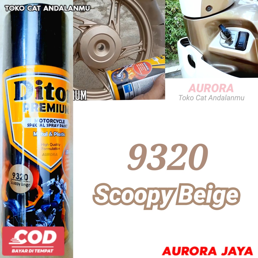 Diton Premium Scoopy Beige 9320 Coklat Muda Metallic Metalik Metalic Cat Mobil Motor Tahan Bensin - 