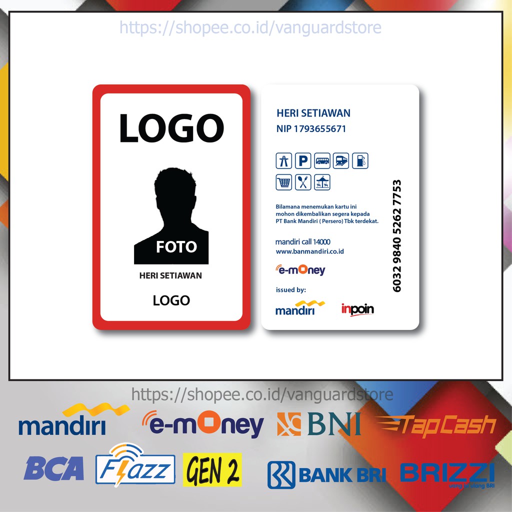 KARTU E MONEY E TOLL ID CARD LIS MERAH MANDIRI 12 EMONEY MANDIRI FLAZZ BCA TAPCASH BRIZZI BRI-2 SISI