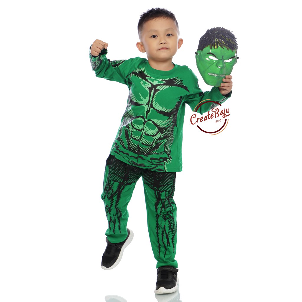 SETELAN ANAK KOSTUM LAKI-LAKI SUPERHERO HAYAMI 2-7 THN GRATIS TOPENG PLASTIK