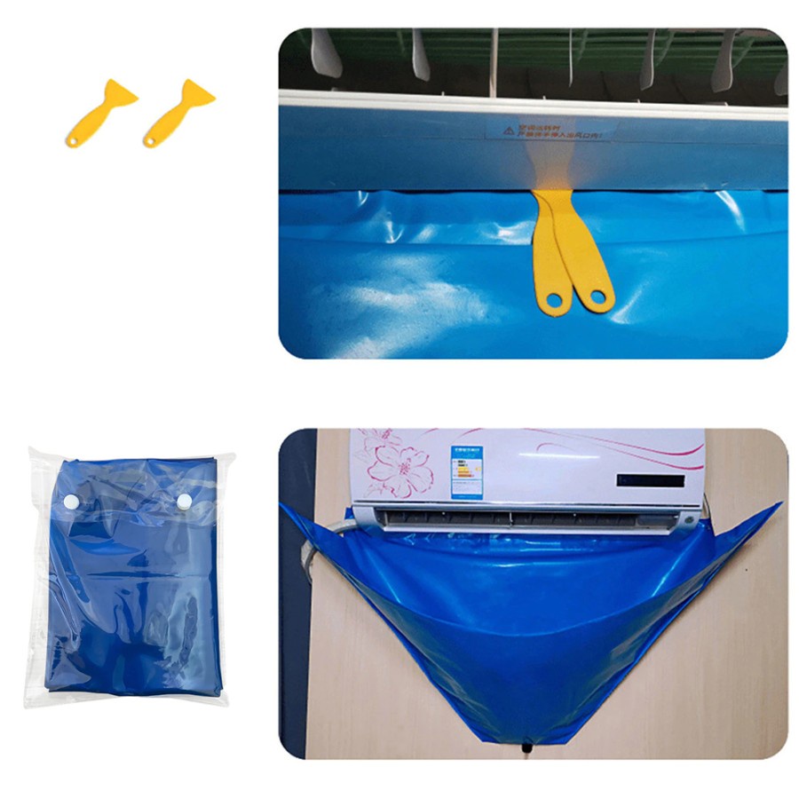 Plastik Cuci AC Air Conditioner Cleaning Cover Waterproof - YK-400 - Blue