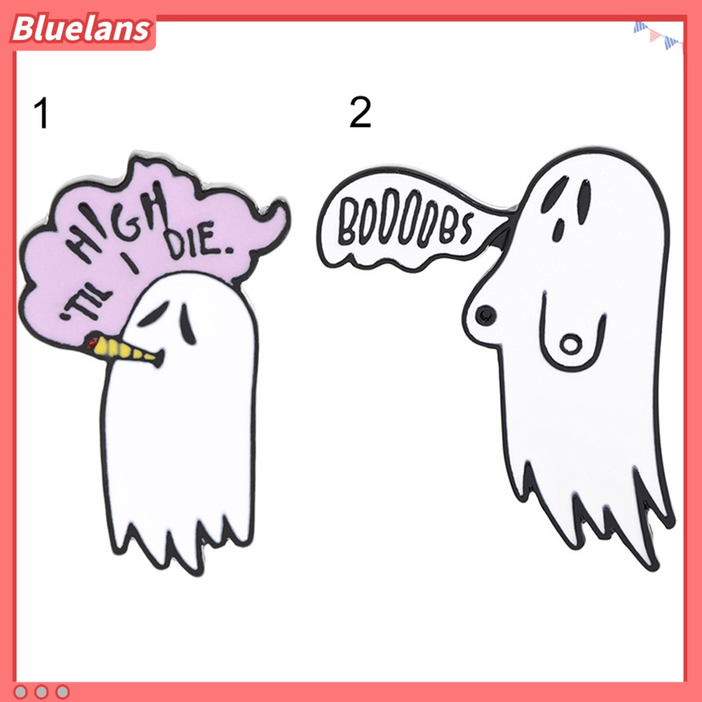 Bros Pin Bentuk Hantu Halloween Bahan Alloy Untuk Dekorasi Kerah