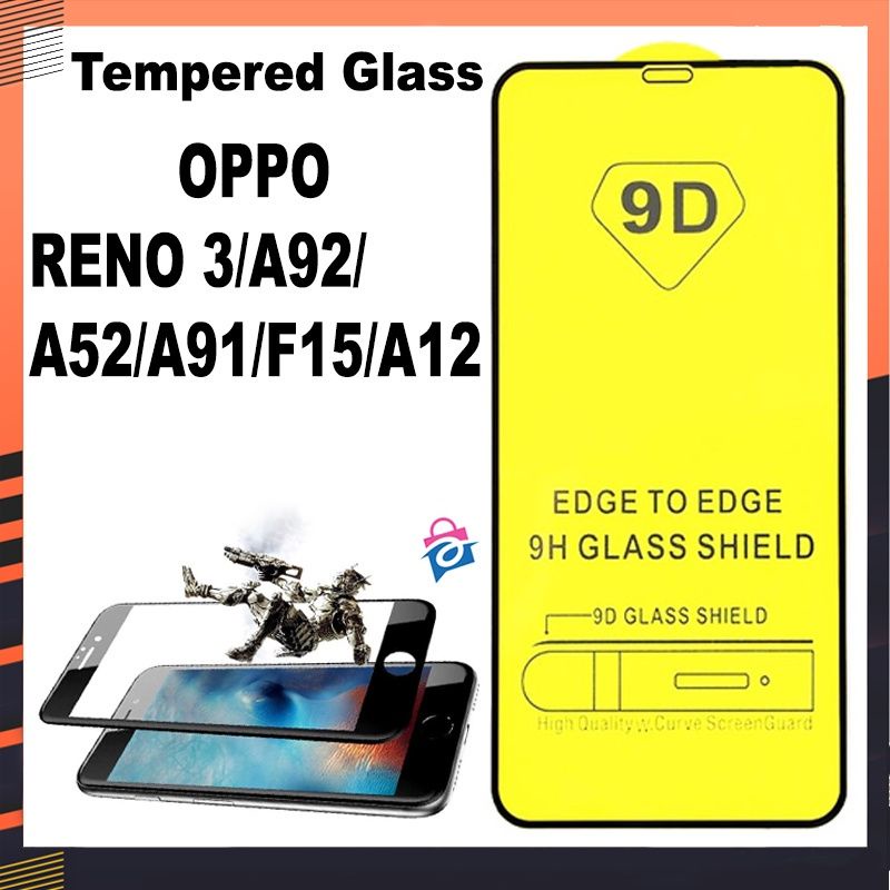 OPPO RENO 3/A92/A52/A91/F15/A12 TEMPERED GLASS 5D/6D/9D FULL COVER FULL LEM