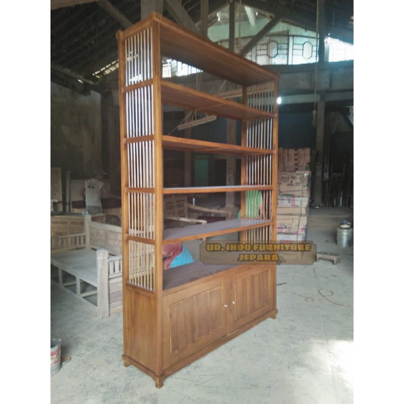 rak buku rak boneka / bunga minimalis murah dari kayu jati jepara