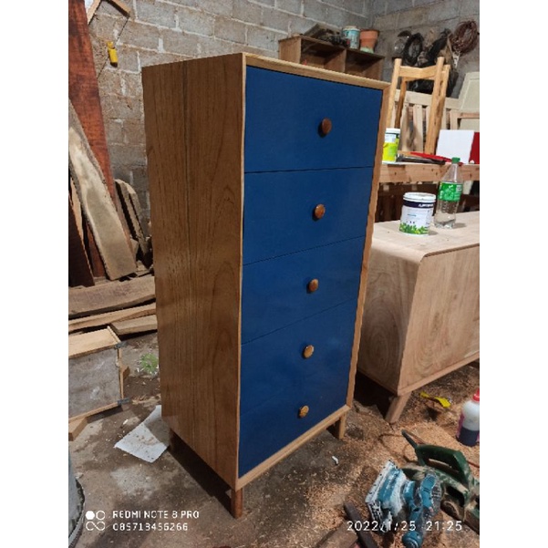 lemari 5 laci kabinet drawer kayu solid