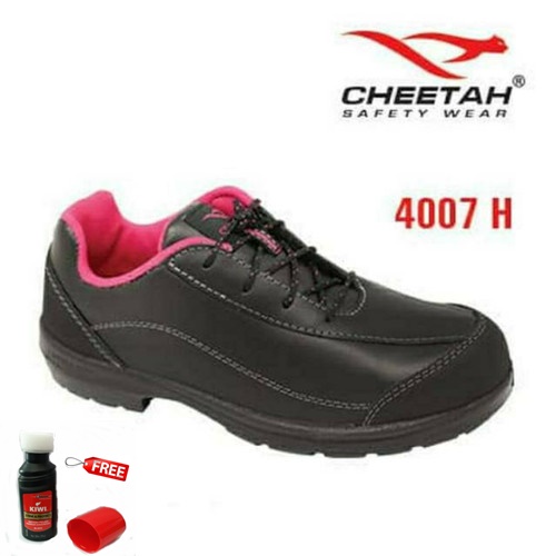 Sepatu Safety Women Cheetah 4007H FREE Semir Sepatu Kiwi Poles Warna Hitam