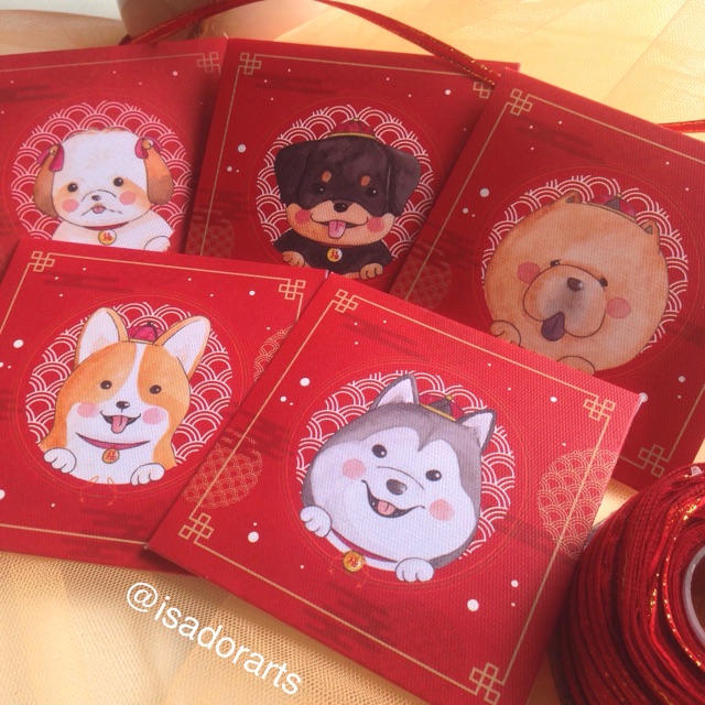 

10pcs Angpao Imlek 2018 Shio Anjing Puppy Dog / Hong Bao / Angpau / Amplop Uang Red Merah - Mini