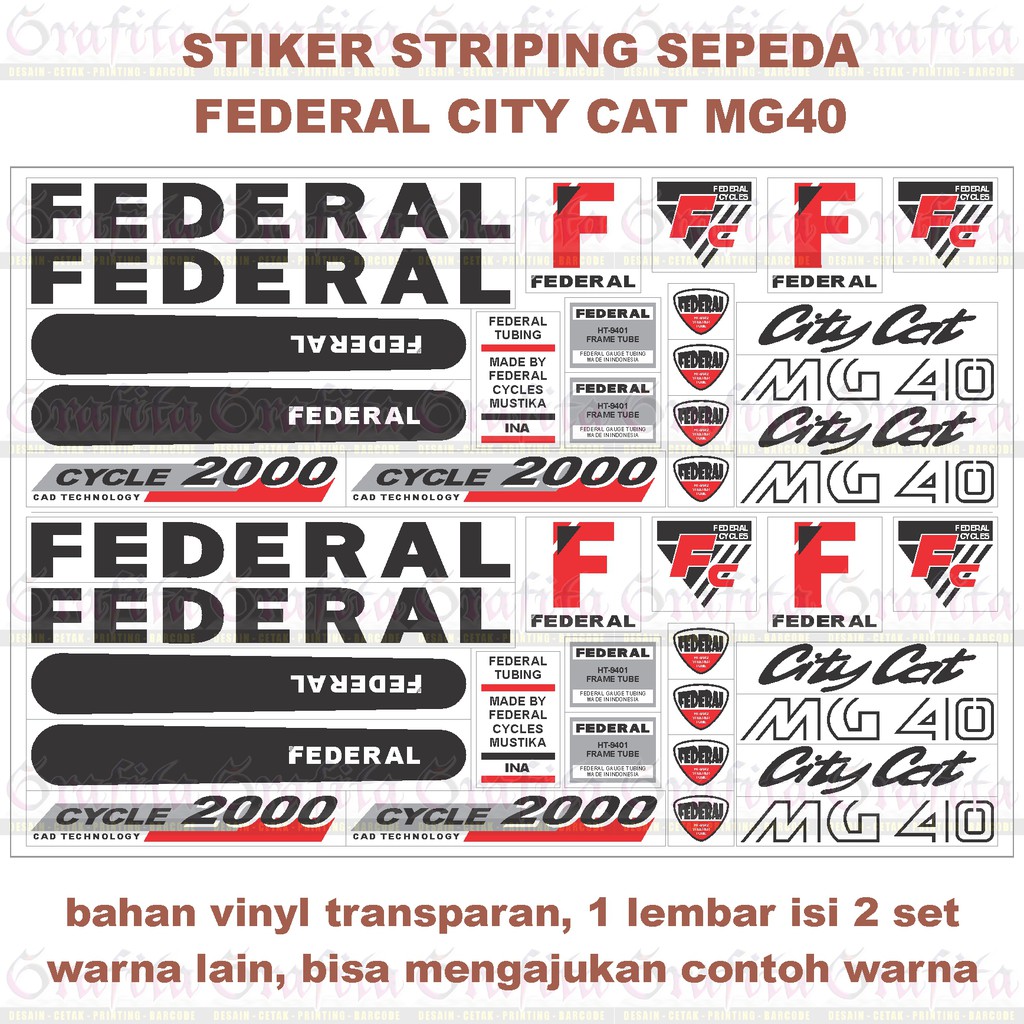 (1lbr = 2set) Stiker Striping Federal City Cat MG40