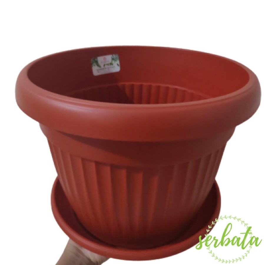 Pot Bunga Claris Uk 30 Coklat Bata/ Pot Tanaman Plastik 3Pcs