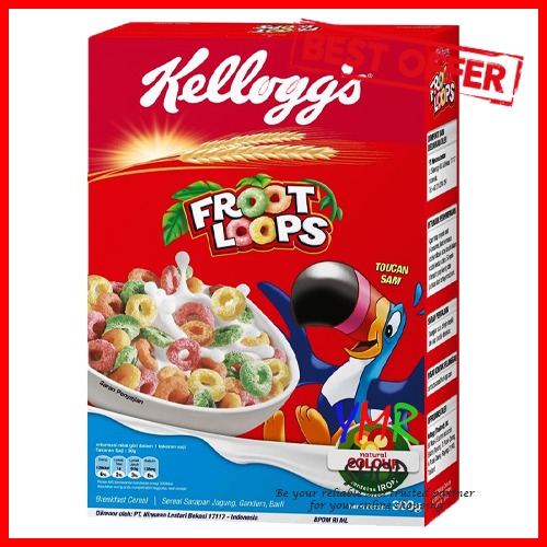 Kelloggs Froot Loops 300Gr Sereal Buah Buahan Aneka Warna Warni Gandum Import Halal Sarapan MUI