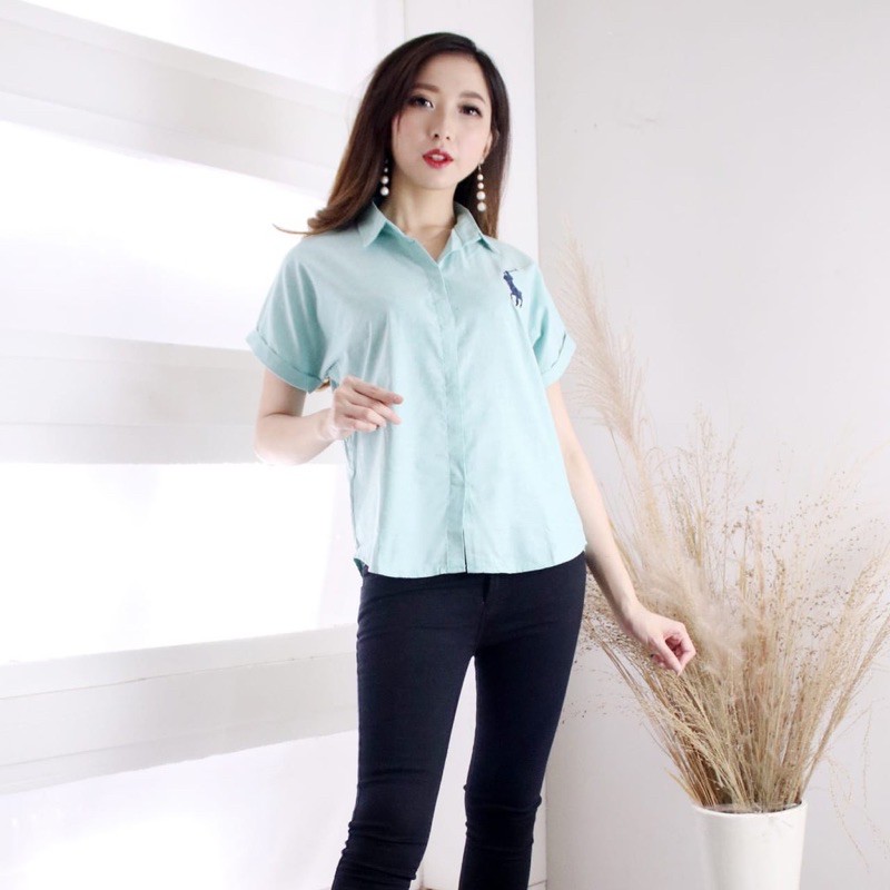 FASHION.ID90 KEMEJA WANITA POLOS PL LENGAN PENDEK WANITA KD1511 - PAKAIAN WANITA BAJU KANTOR CASUAL-TOSCA 1511 PL