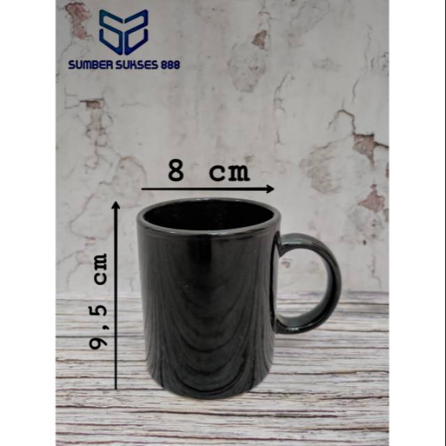 MUG HITAM KERAMIK UNCOATING | PORSELEN MUG KOPI TEH UKURAN 8 CM
