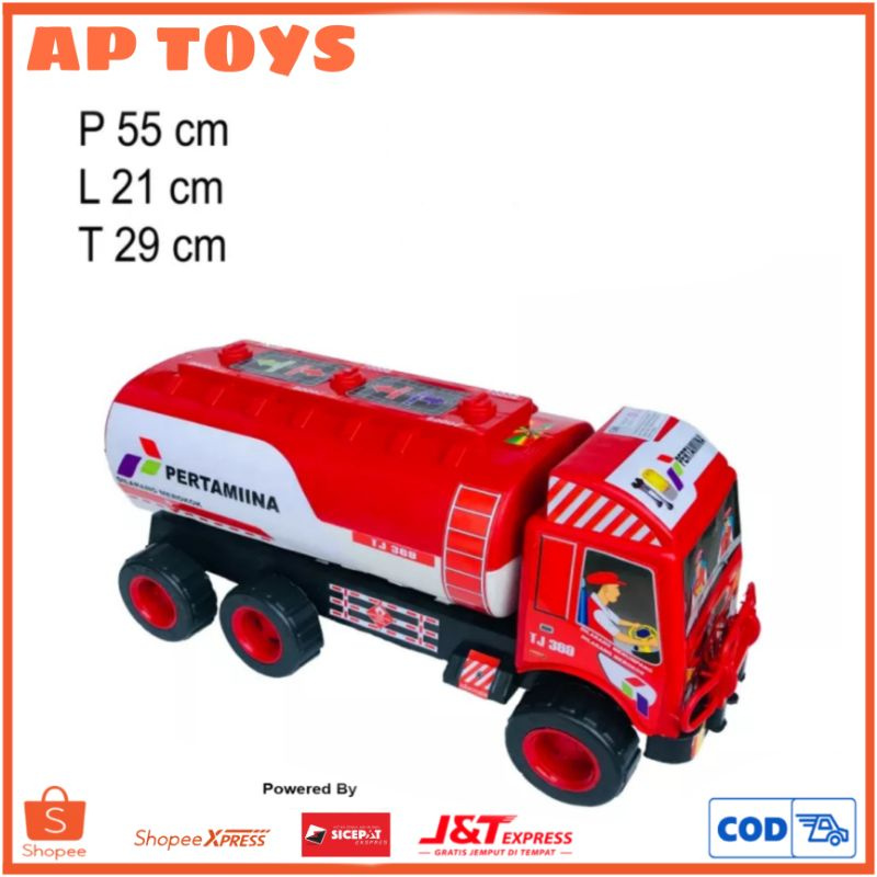 Mainan Mobil Mobilan Truk Tanki Minyak Pertamina Besar 55cm