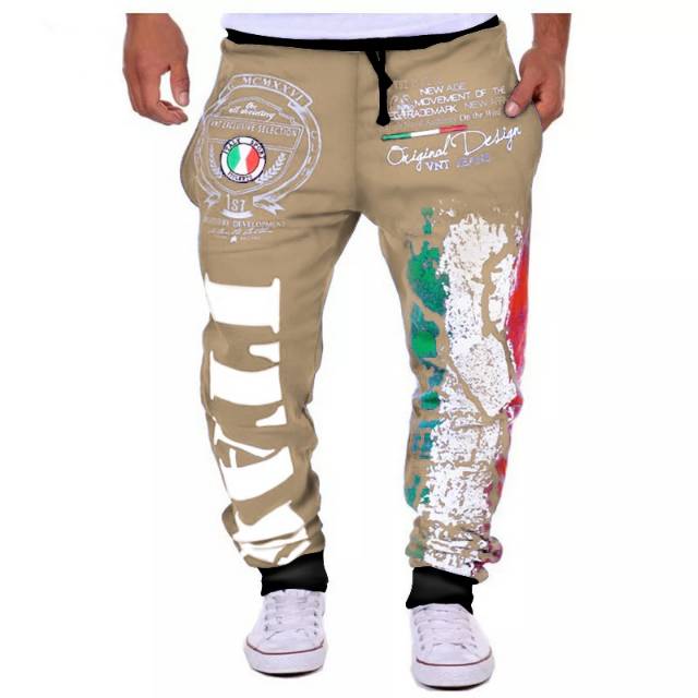 TOTOTAshop.Celana jogger pria ITALY,Bahan fleece tebal.motif sablon halus.Real pict