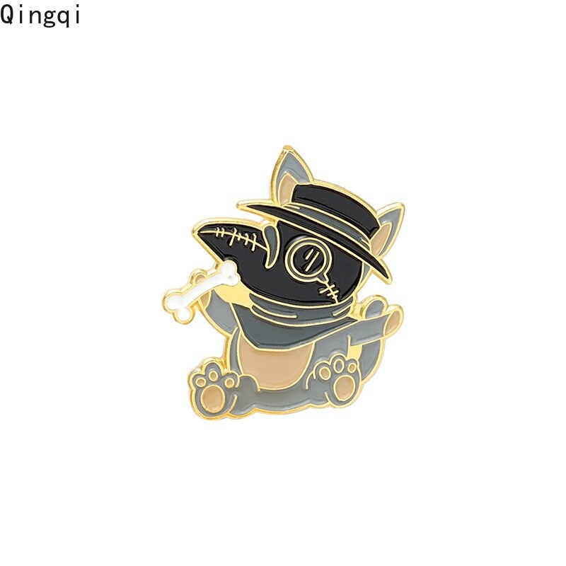 Bros Pin Enamel Desain Kartun Hewan Kelinci Rubah Penguin Beak Face Untuk Hadiah