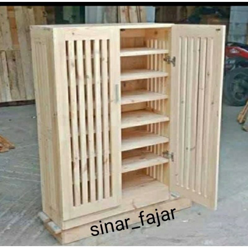 rak sepatu minimalis kayu jati belanda
