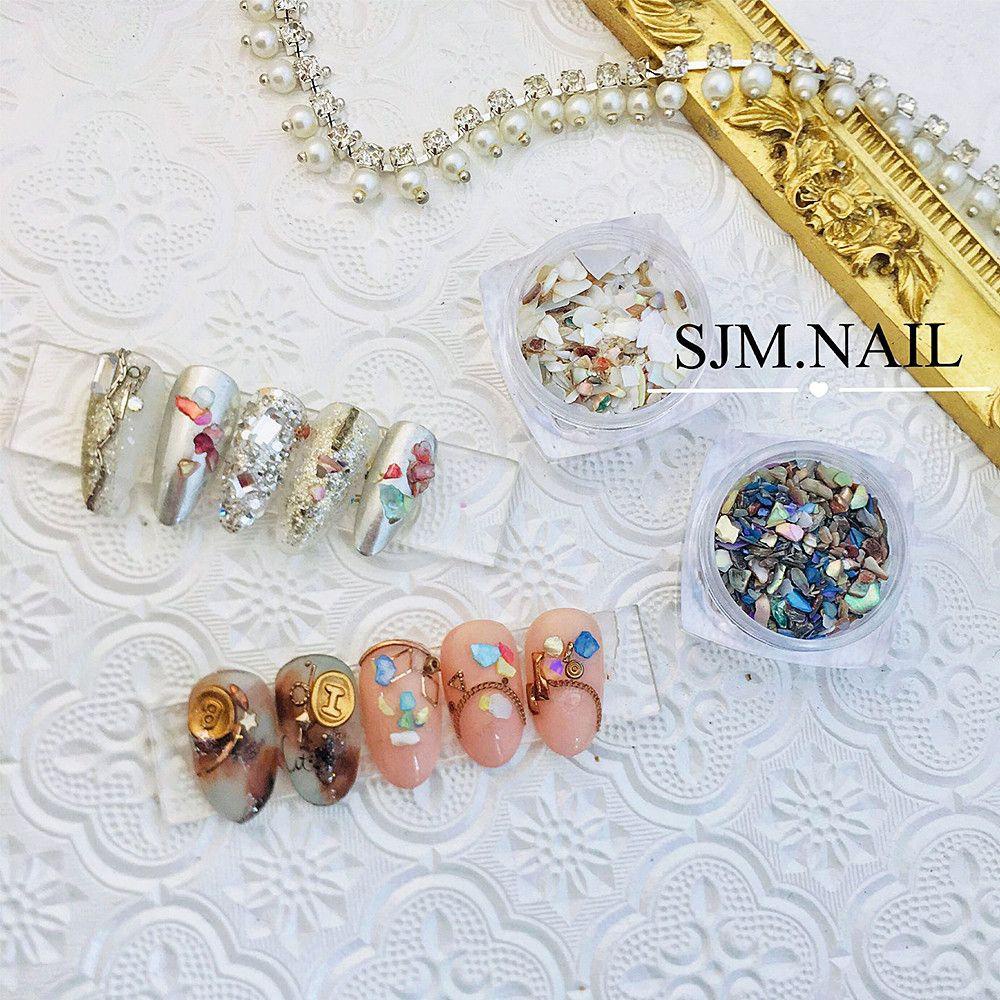 Suyo Sea Shell Stone Multicolor Hadiah Ukuran Campur 3D Nail Art