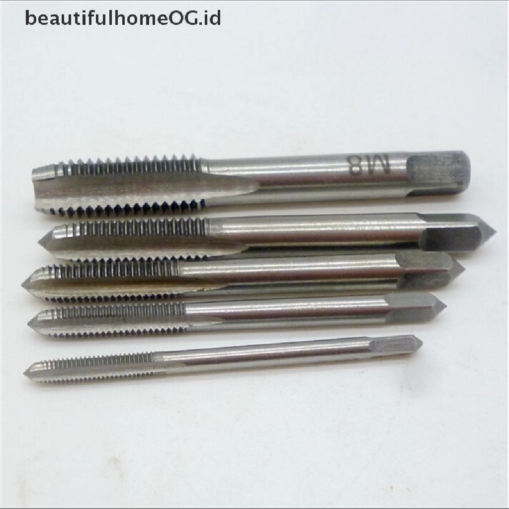 5pcs / set Flute Tapping Tangan Lurus M3 M4 M5 M6 M8 3mm - 8mm