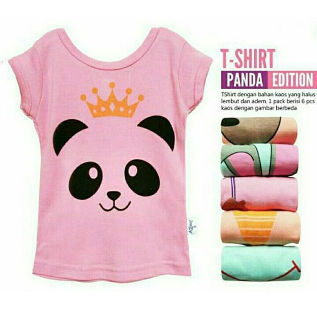 KAZEL TSHIRT PANDA / MINI PANDA / LOLIPOP EDITION BAJU ANAK / BAJU BAYI GIRL  1 PCS / 6 PCS