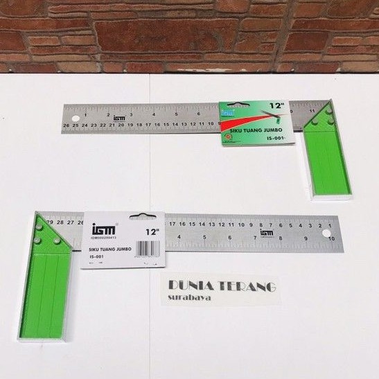 Siku Tukang IGM Tebal 12in - Grafir Jumbo Penggaris Siku L 12 inci Mistar Siku Meter Bangunan 30 cm