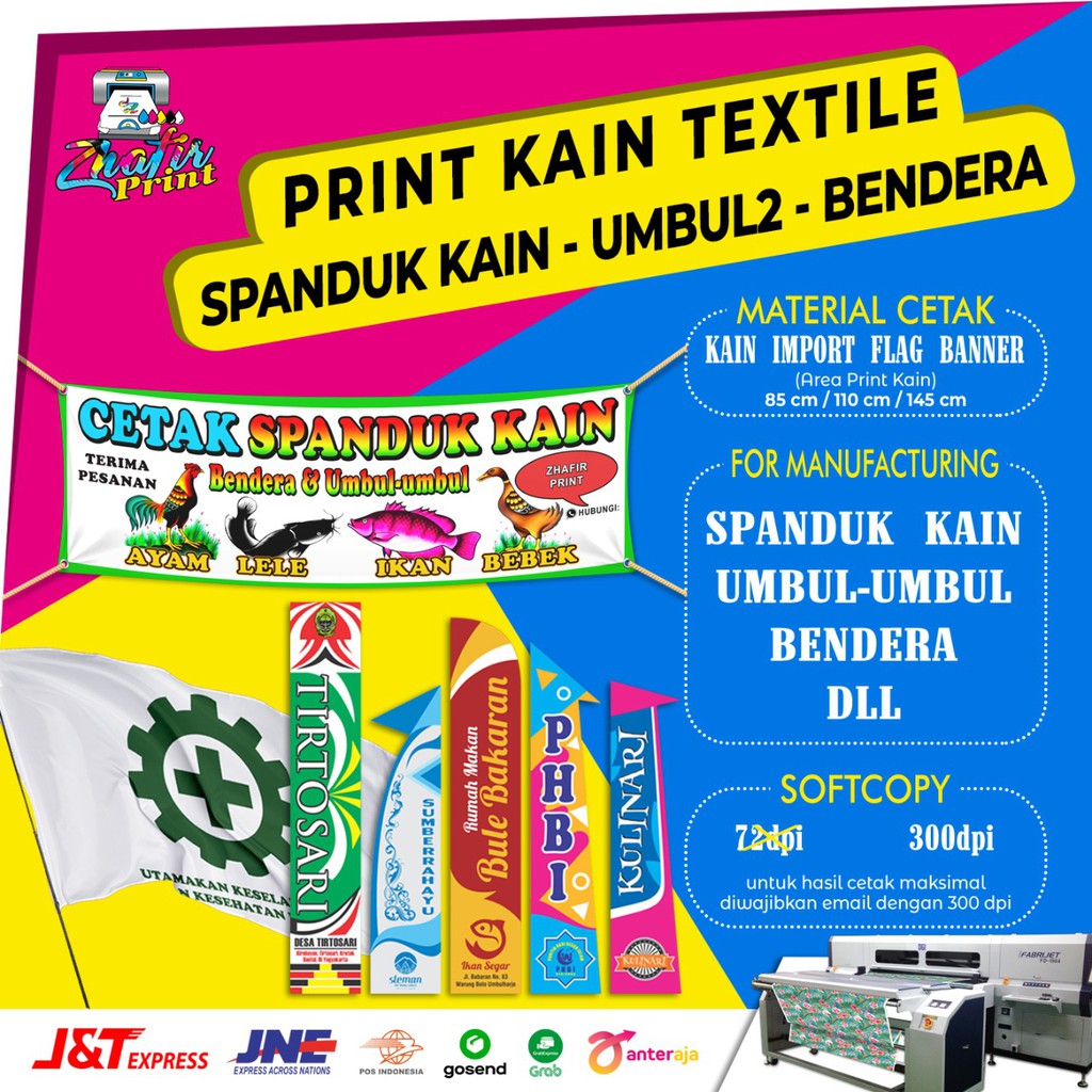 Tempat Cetak Spanduk Kain Flag | Pecel Lele | Nasi Bebek | Bendera - Lebar 85 CM