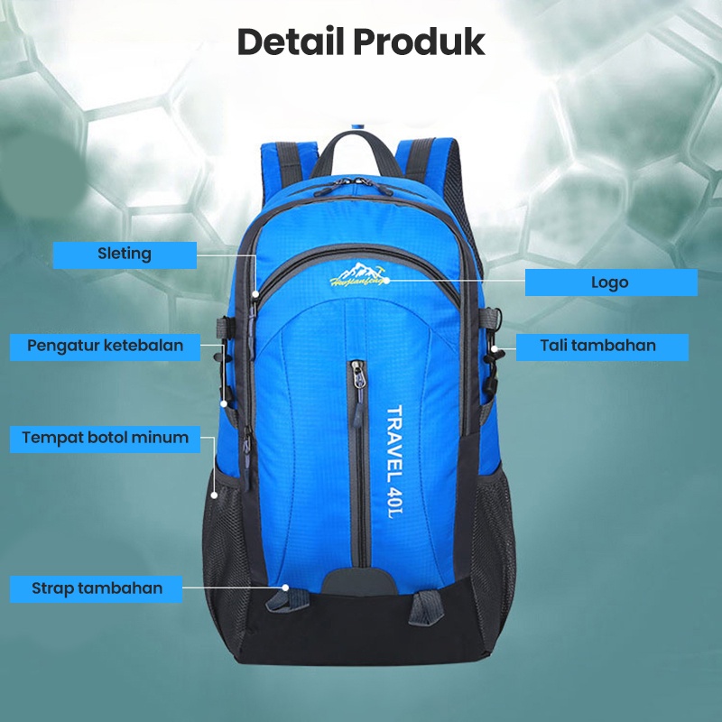 Highland Tas Ransel Pria Tas Ransel Gunung 40L Tas Ransel Olahraga Outdoor Hiking Camping Waterproof USB Charger Tas Punggung Pria TR114