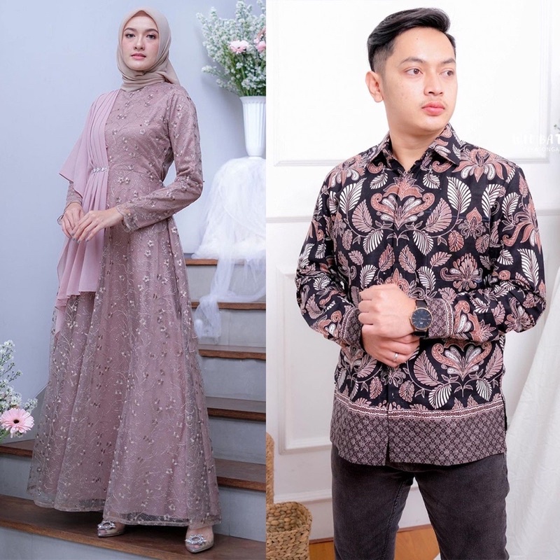 [BATIK COUPLE] Maura Couple - Sania Ruffle Batik Couple ori Ndoro jowi DNT Garansi Termurah Shopee - Couple Farah Bmaystore PASAR TURI