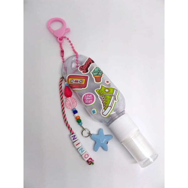 Image of botol hand sanitizer gantung lucu spray 30 ml gantungan manik custom nama #6