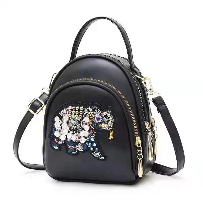 BJ61850 - BEIGE/BLACK - TAS SLEMPANG EMBOSS ELEPHANT IMPORT TAS WANITA FASHION IMPORT MODIS ELEGAN TERMURAH TERLARIS TERBARU BAGSTORE JAKARTA TAS BATAM ZCJ1850