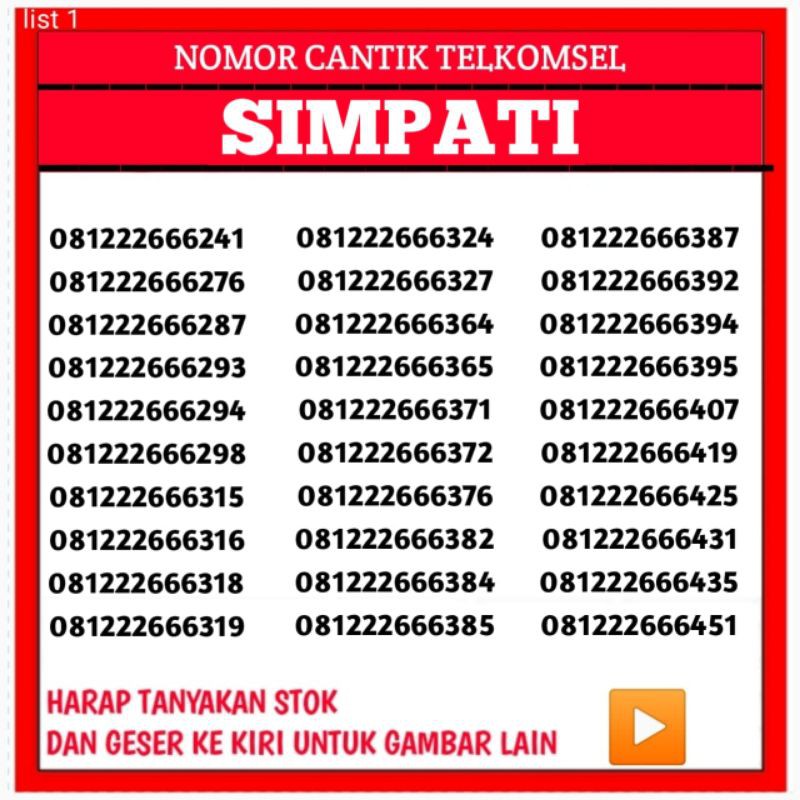 NOMOR CANTIK TELKOMSEL 4G LTE,KARTU PERDANA SIMPATI & NOMER CANTIK SIMPATI DOBLE TRIPLE RAPI