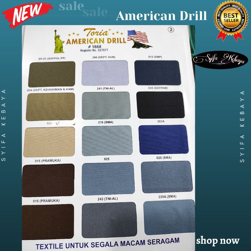 Kain Drill Kain American Dill Bahan Drill Meteran Kain Dril Bahan Seragam Sekolah Dan Dinas Shopee Indonesia