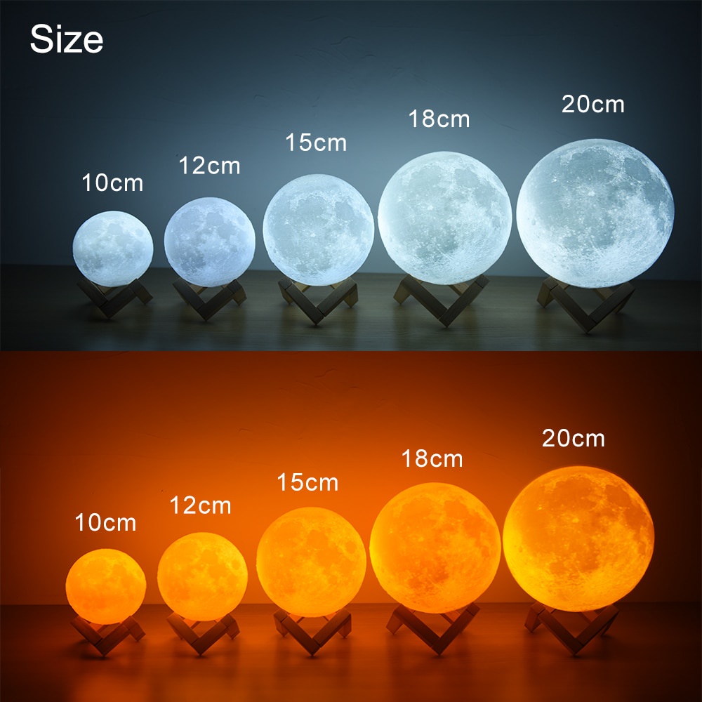 TaffLED Lampu Tidur 3D Printed Moon Night Light Table Lamp 12 cm - ROX-05