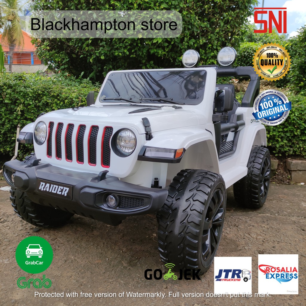Mainan Mobil aki Anak Jeep Rubicon Ban Karet