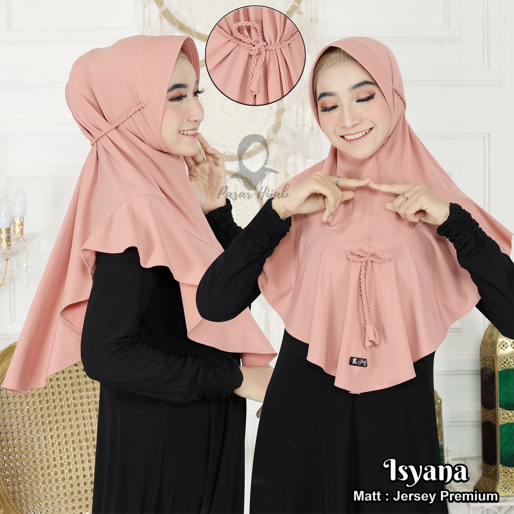 Jilbab Instan Tali Kepang Isyana Hijab Instan Jersey Airis Kerudung Bergo Pasar Hija'b