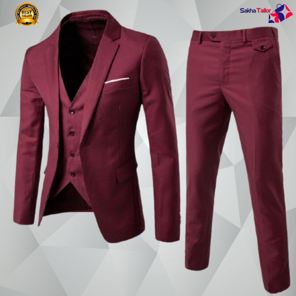 Setelan Jas Pria - Stelan Jas Pria, Setelan Jas, Setelan Blazer, Jas Pria - Slim Fit, Formal, Pengan