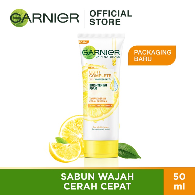 Garnier Bright Complete Vitamin C Face Wash Brightening Cleanser Foam - 50 ml Wajah Cepat Cerah