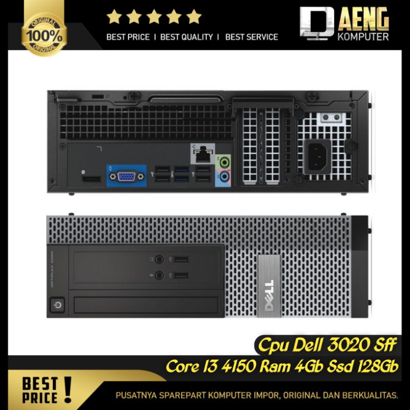 Cpu PC Komputer Mini Merk Dell Optiplex 3020 SFF Intel Core i3 4150 3.50 GHz Gen 4 Ram 4 GB SSD 128 