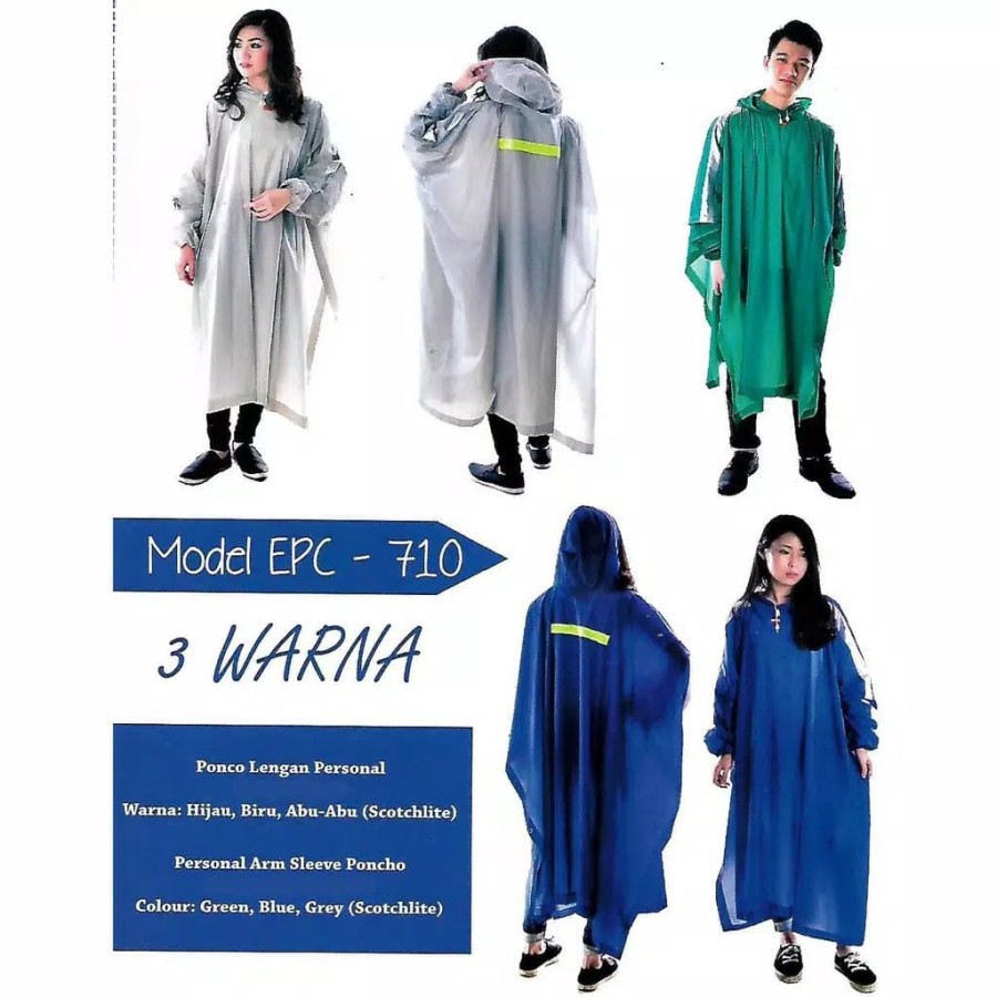 Elmondo EPC710 Personal Jas Hujan Ponco Lengan Dewasa High Quality poncho