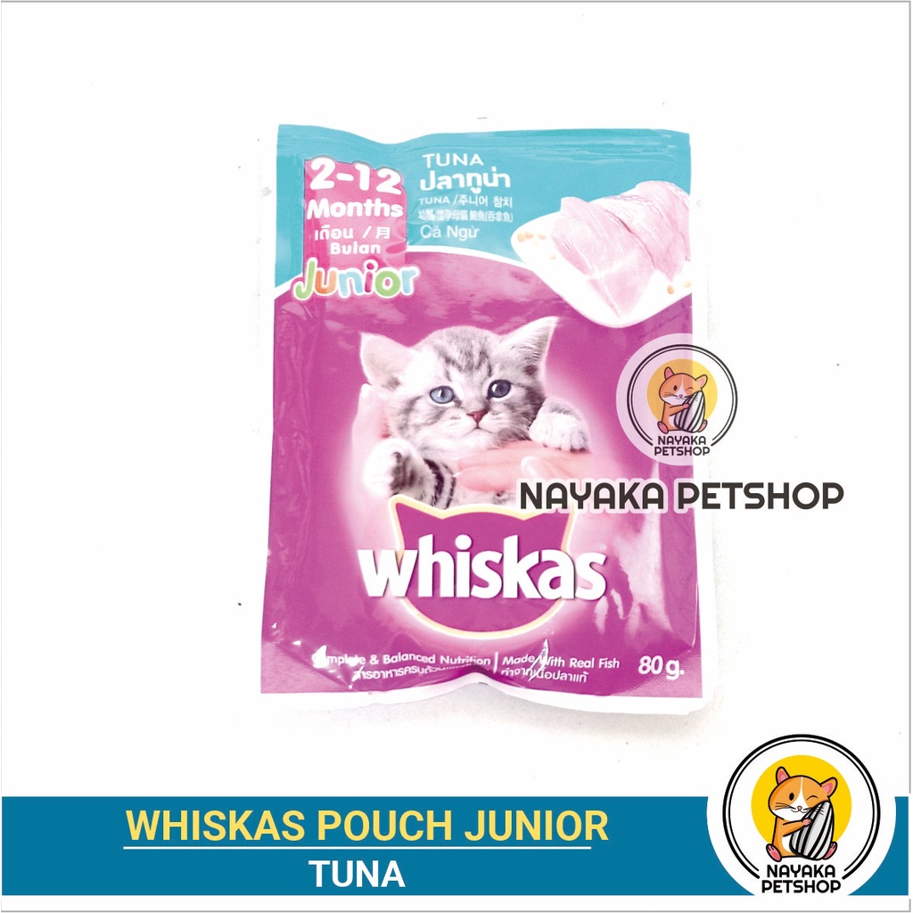 Whiskas Junior Tuna Pouch Pakan Kucing Basah Cat Kitten Anak Kucing Makanan Wet Food