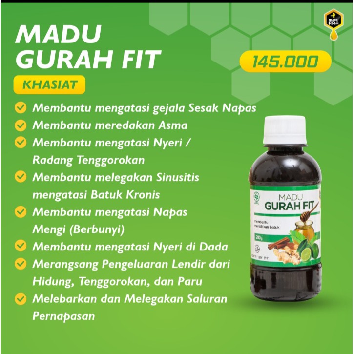 Madu GURAH FIT Asli Original obat batuk sesak nafas asma Bronkitis Radang Tenggorokan flu batuk berdahak anak dan dewasa-1