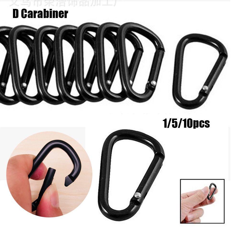 Suyo1 /5 /10pcs Warna Hitam Tombol Panjat Hitam Olahraga Luar Ruangan Warna Hitam Peralatan Aluminium Alloy Carabiner