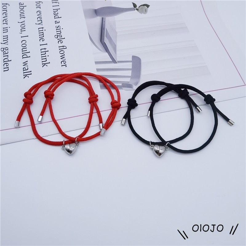 2 Pcs Gelang Cinta Pasangan Tali Kepang Magnetik Gaya Cina Untuk / Pria / Wanita - ol