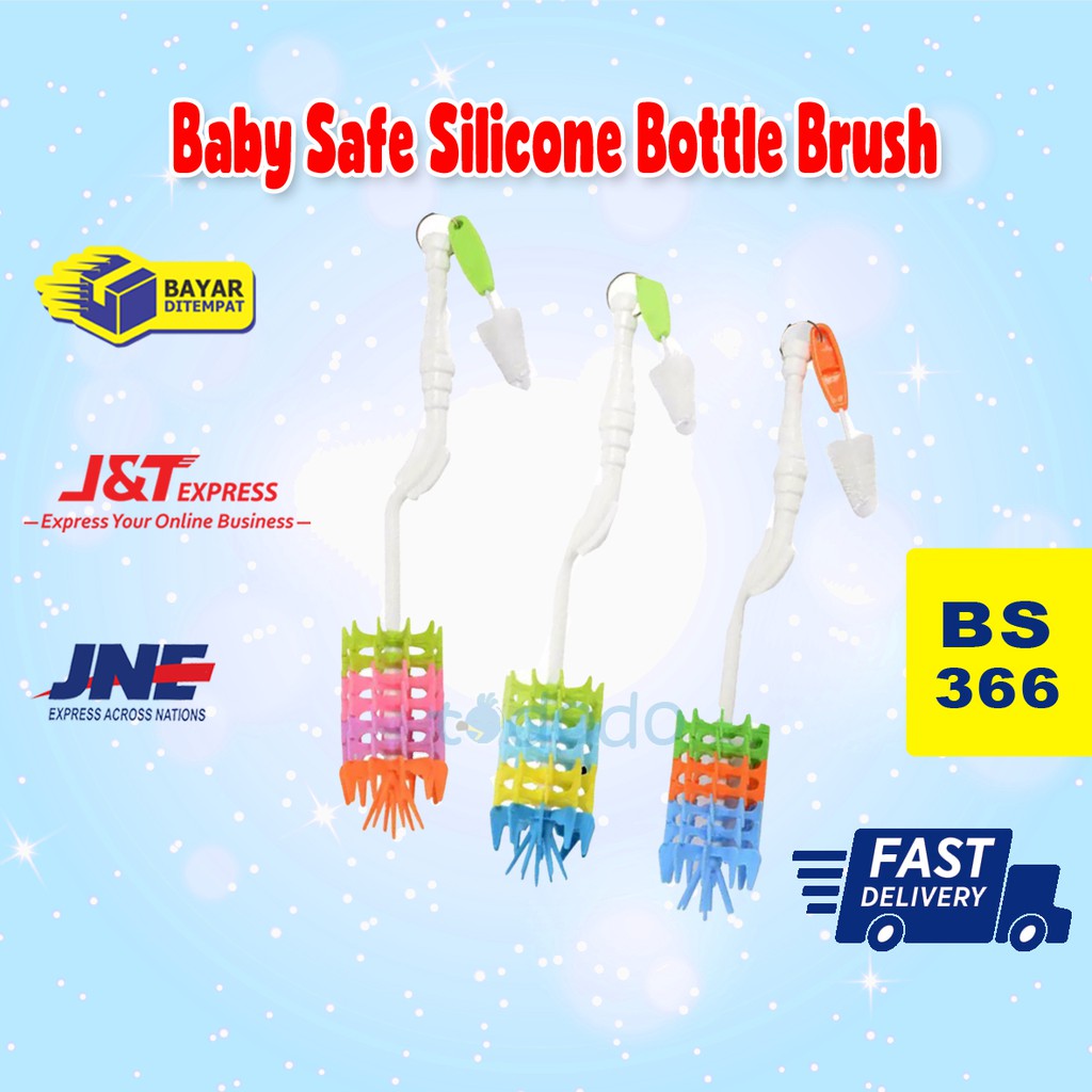 Sikat Botol Susu Bayi Silikon BS 366Baby Safe Silicone Bottle Brush