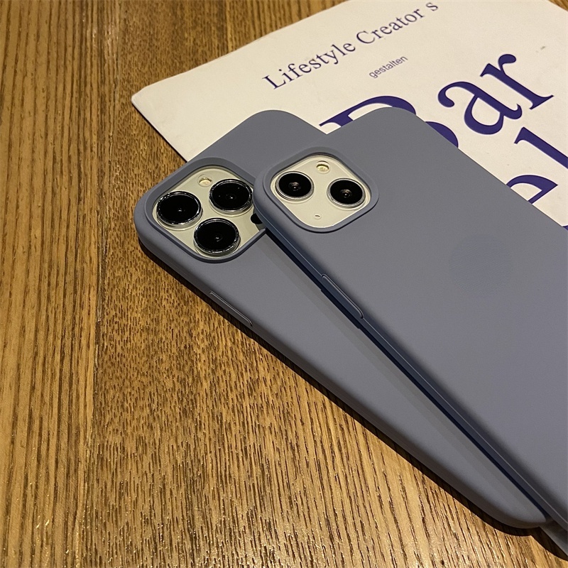 Soft Case Silikon Motif Lavender Abu-Abu Untuk IPhone 11 12 13 Pro X XR XS Max 7 8 Plus