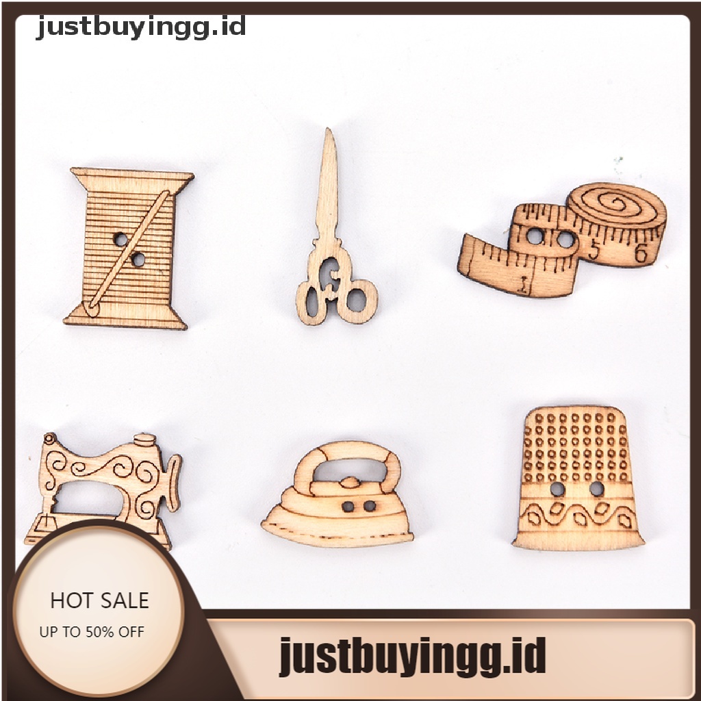 50 Pcs Kancing Kayu Handmade Ukuran 18-30mm Untuk Dekorasi Scrapbook