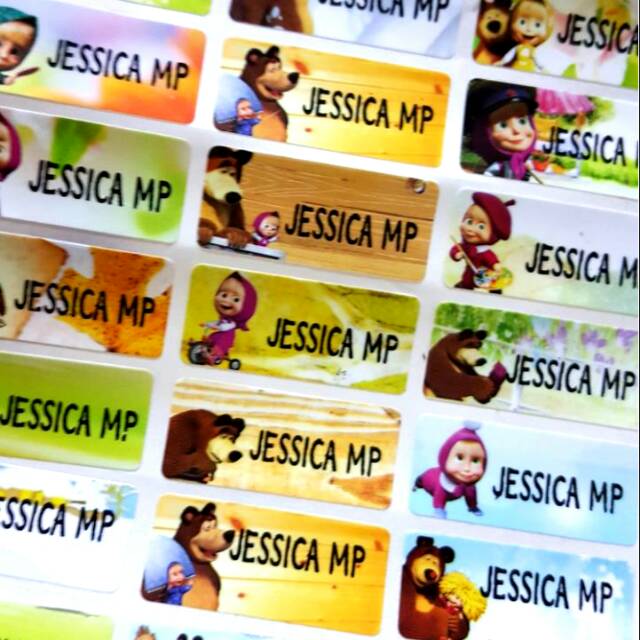 

Label nama anti air stiker waterproof Masha And The Bear