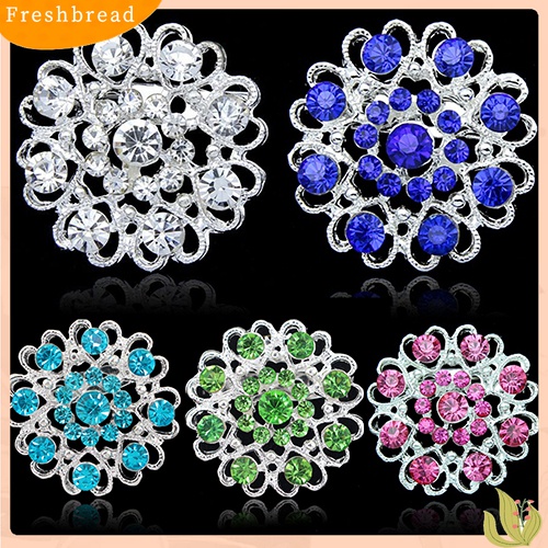 [ TERLARIS]Rhinestone Crystal Brooch Hollow Out Collar Pin Silver Plated Flower Jewelry