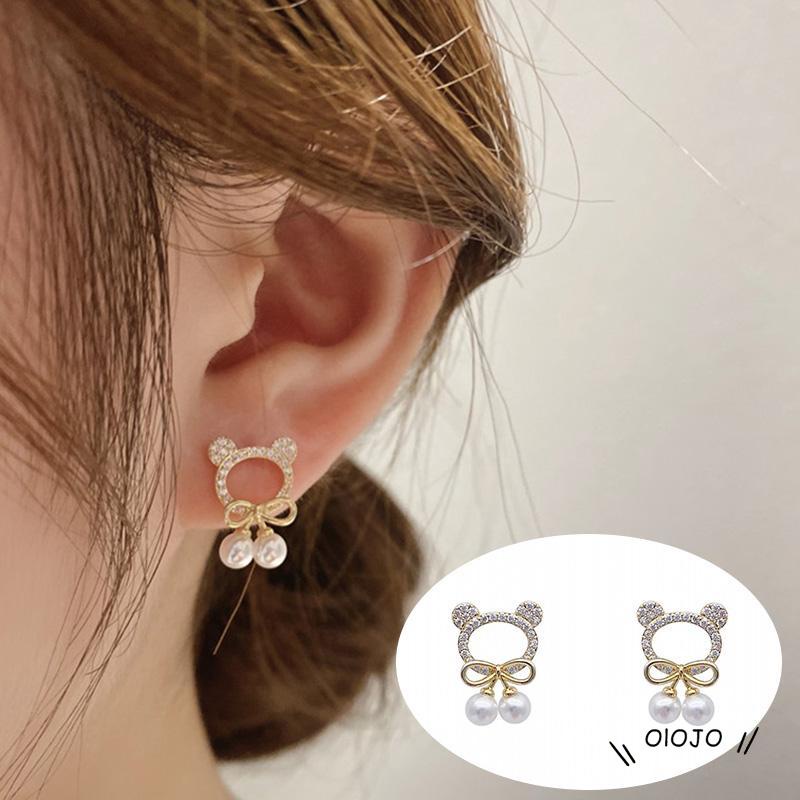 【COD】Anting Bentuk Bulat Motif Beruang Untuk Wanita